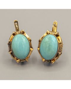 Estate 14k Gold Turquoise Earrings