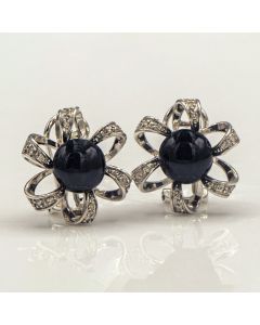 14k Gold Onyx and Diamond Earrings