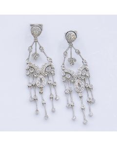 18K White Gold Chandelier Diamond Earrings