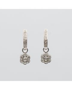 2-in-1 14K White Gold Diamond Earrings – Floral Design