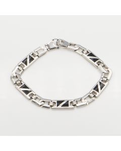 14K White Gold Onyx Fancy Link Bracelet – 8.5" Men's Luxury Bracelet