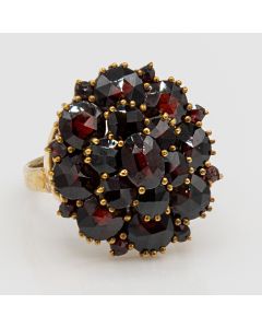 Antique Victorian Vermeil Garnet Cluster ring