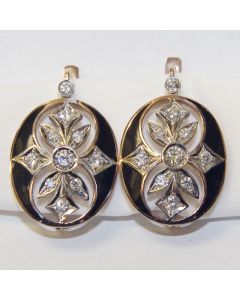 Black Onyx & Diamond Earrings XVIII Century Design