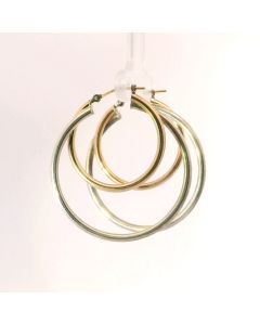 Large 925 Sterling Silver & 10K Yellow Gold Hoop Earrings – JJT Marked