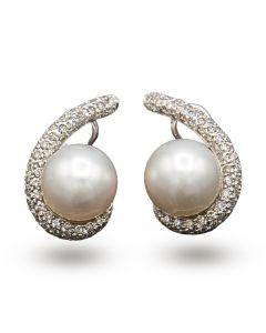 Swirl Design South Sea Pearl Earrings 18K