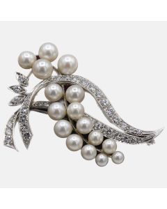 Estate Pearl and Diamond Brooch