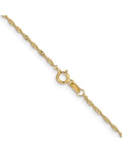 14K Yellow Gold Singapore Chain 16 inches 1.1 mm with Spring Ring