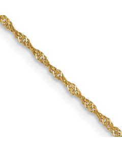 14K Yellow Gold Singapore Chain 18 inches 1.1 mm with Spring Ring