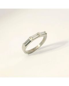 Platinum Ring with 3 Baguette Diamonds – Minimalist Elegance, Size 5.5