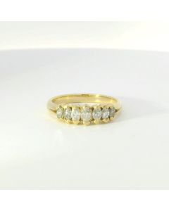 Vintage 14K Yellow Gold Marquise Diamond Band
