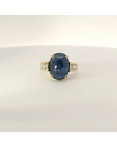 Classic 14K Yellow Gold Natural Sapphire 7.85 ct. & Diamond Ring