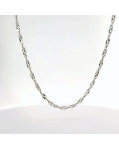 Elegant 14K White Gold Singapore Chain Necklace – 18"